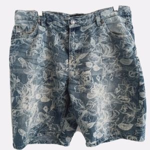 Ecko Unltd Bermuda Denim Shorts Size 38 Relaxed Fit Men's Cotton Blend Blue
